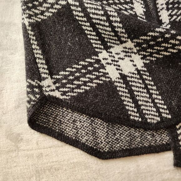 Adrienne Vittadini Open Front Plaid Cardigan Shirt Tail Hem Medium - Picture 7 of 12